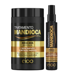 Eico Máscara Mandioca Hidratação 1Kg e Tônico Capilar Crescimento Fortalecedor 120ml