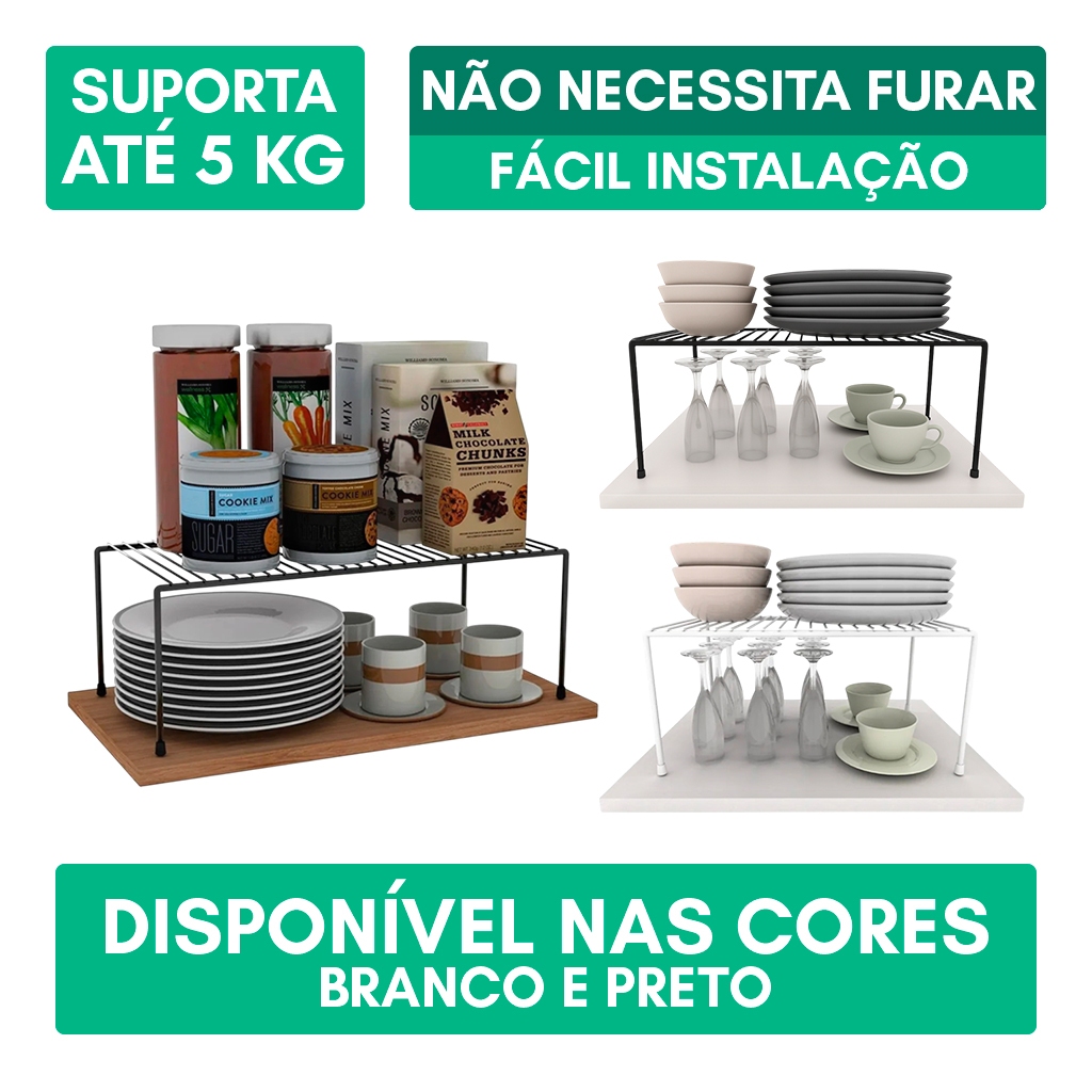 Kit 2/3/4 Organizador de Cozinha Rack Prateleira Suspensa Suporte Armário Multiuso Premium Luxo em Oferta na Shopee