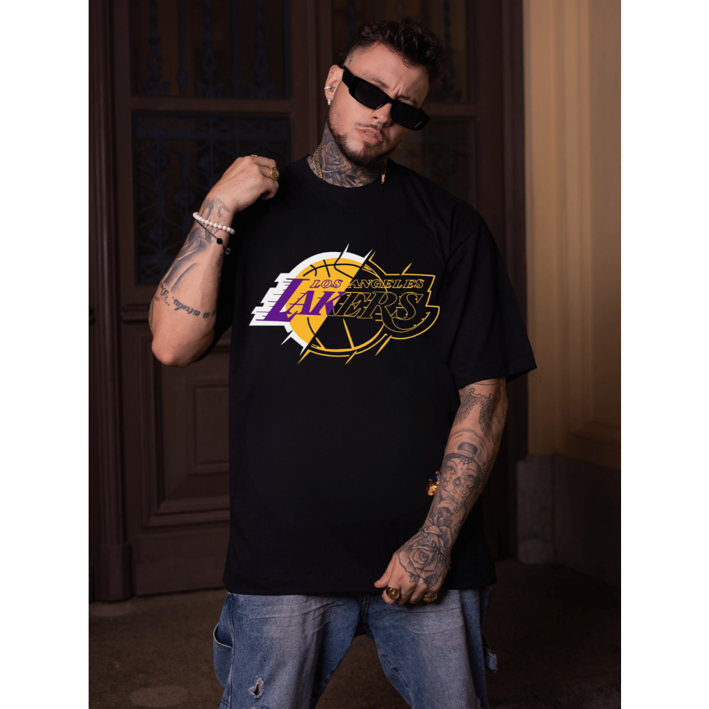 Camisa Streetwear Oversized 100% Algodão Confortável Basquete Padrão Americano