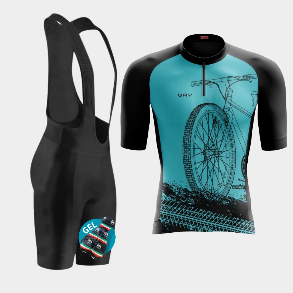 Conjunto de Ciclismo Masculino Kit Camisa Bretelle Forro de Gel