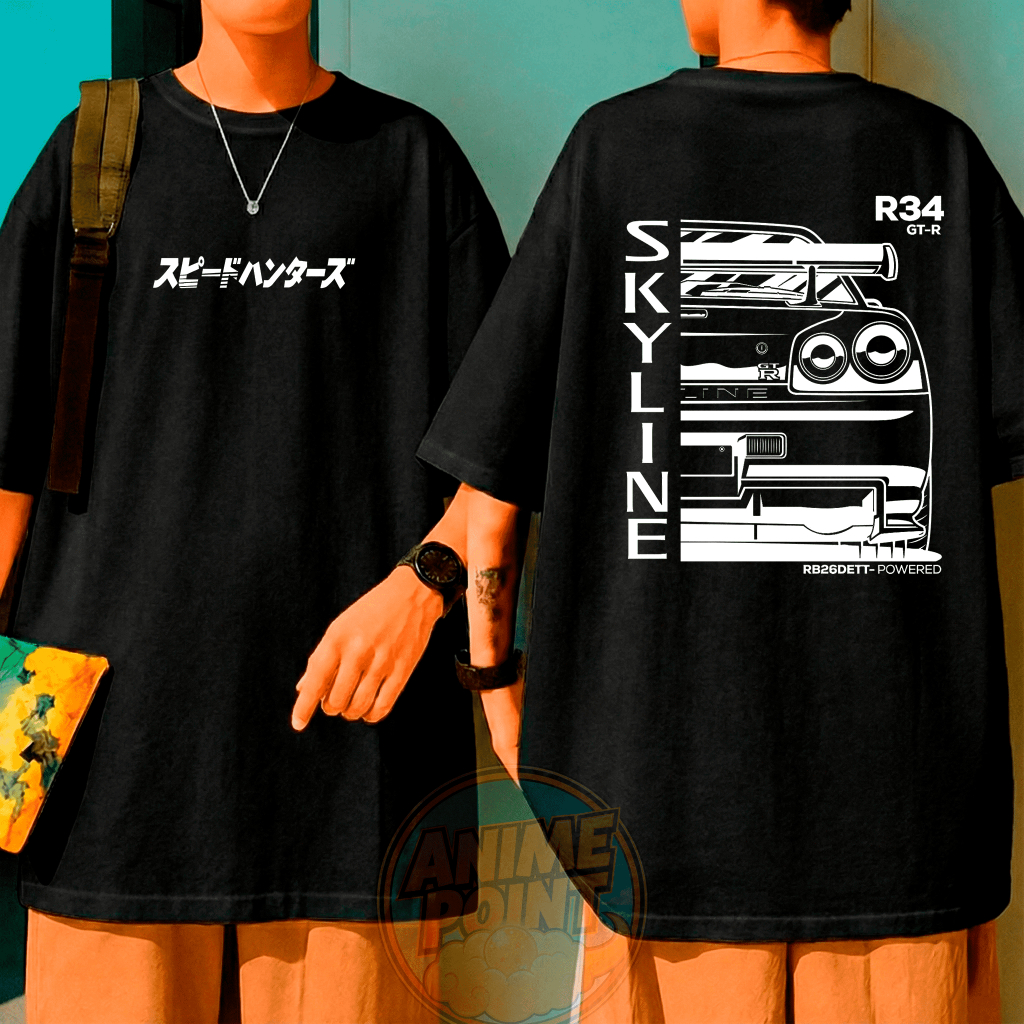 Camiseta Oversized Nissan R34 GTR Skyline 100% Algodão confortável camisa estampada carro corrida Envio Imediato