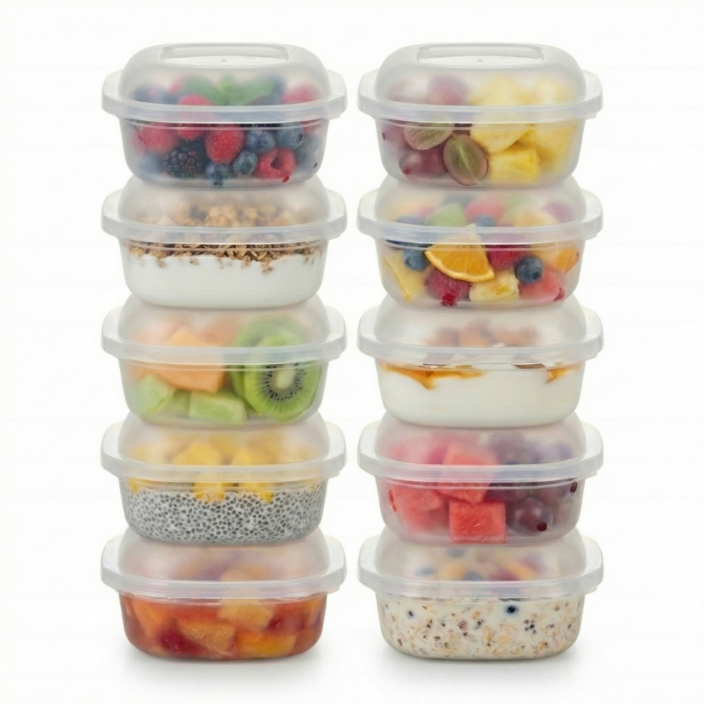 Imagem Kit 10 Potes Plástico Quadrado Para Microondas Freezer Geladeira Marmita Fitness