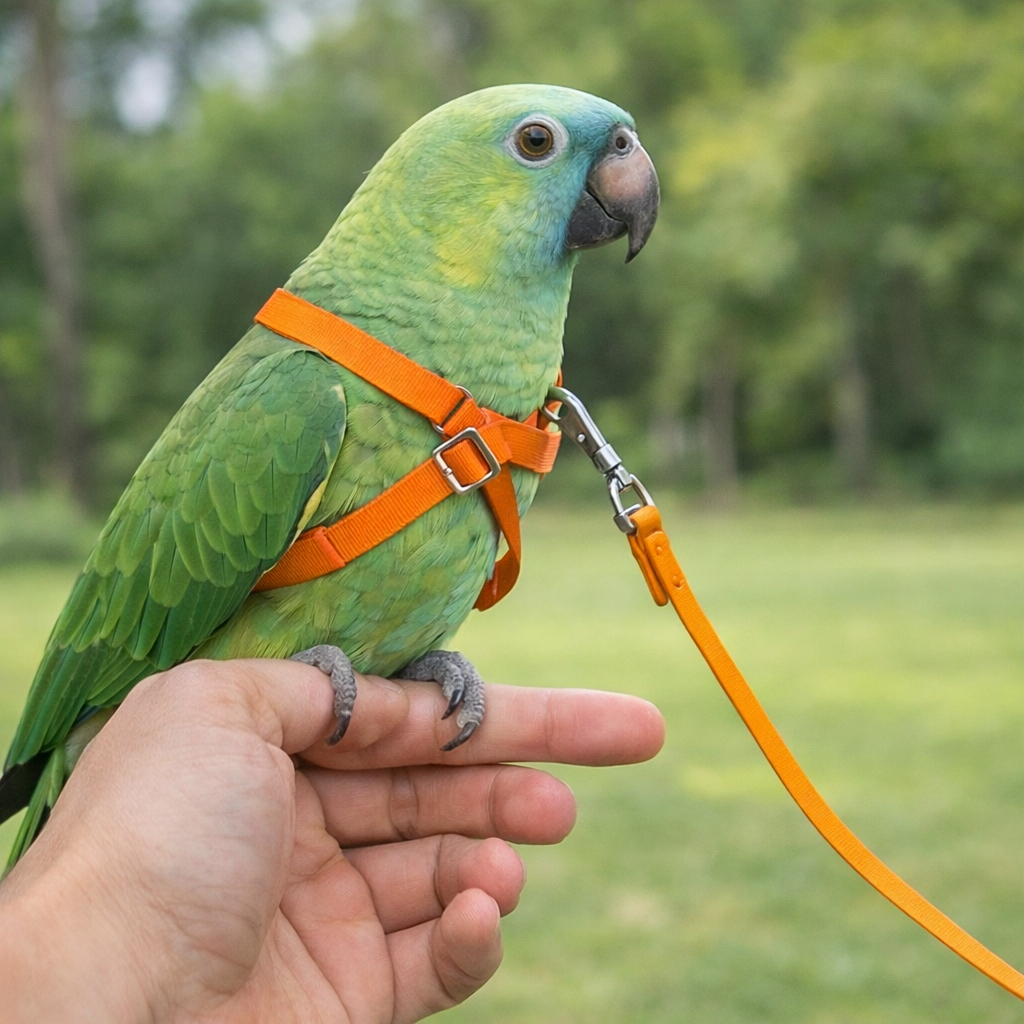 Coleira e Peitoral para Papagaios (TECIDO CETIN) em Oferta na Shopee
