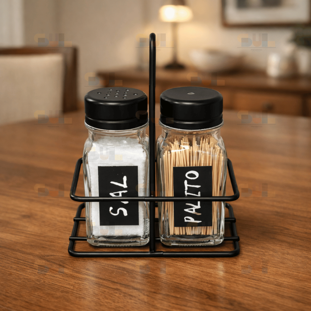 Conjunto Saleiro Pimenteiro Paliteiro C/ Suporte Porta Condimentos em Oferta na Shopee