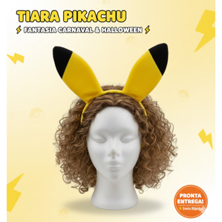 Tiara Arco Pikachu Orelhas - Pokemon Fantasia Carnaval Halloween em Oferta na Shopee