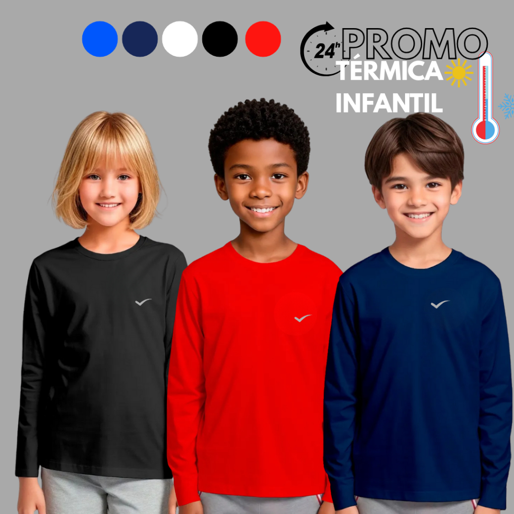 Camisa UV Infantil Térmica Blusa de Proteção Solar para Menino e Menina UV50