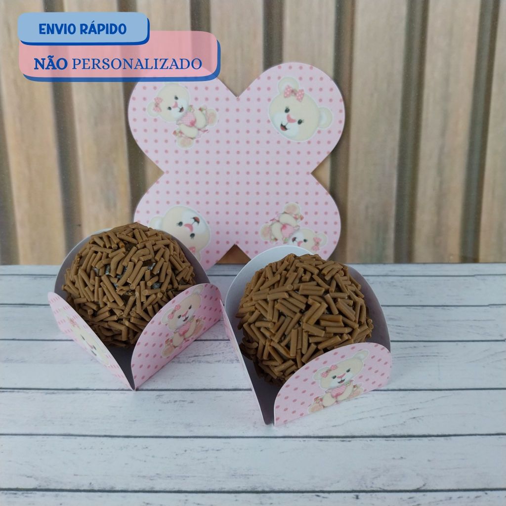 100 Forminhas para doces URSINHA FLORISTA - Forminhas Brigadeiro - 4 pétalas - Festa de aniversário