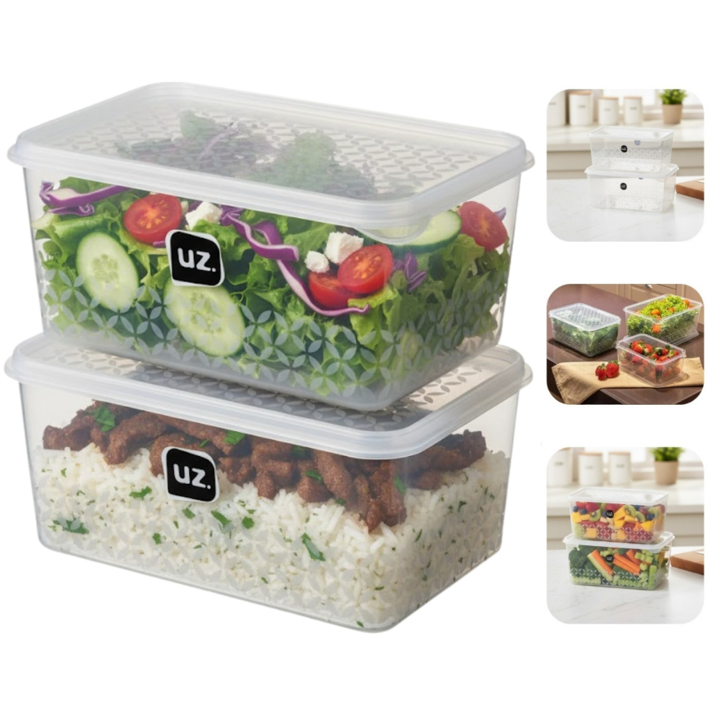 Kit 2 Potes Multiuso Com Tampa 2 Litros Transparente De Plástico Porta Mantimentos UZ