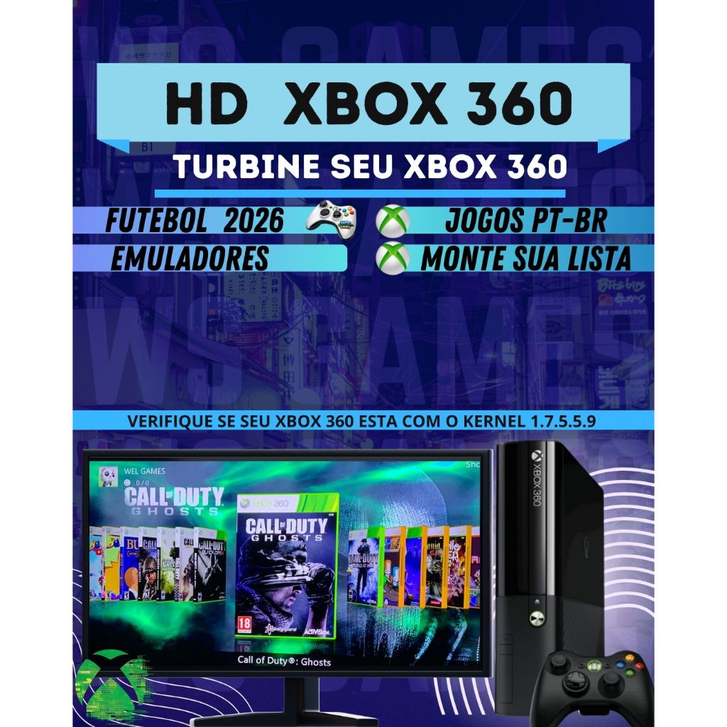 HD Externo para Xbox 360 | Jogos Selecionados | Pronto para Usar