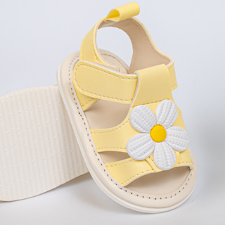Sandália infantil floral amarela bebê menina confortável em Oferta na Shopee