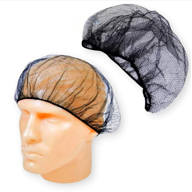 Touca de Nylon Preta Rede 100% Poliamida com Elástico Reutilizável - 100 Unidades
