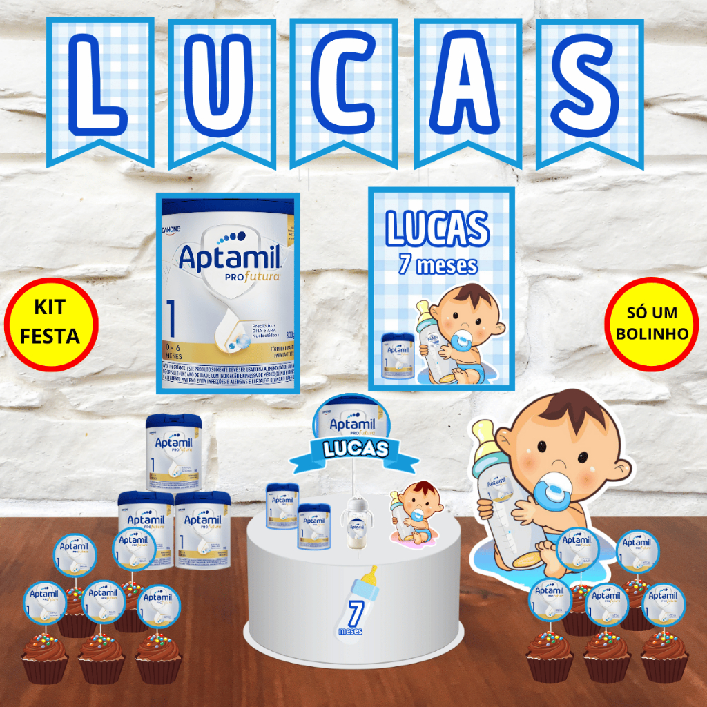 kit festa só um bolinho leite aptamil mesversario aniversario com nome
