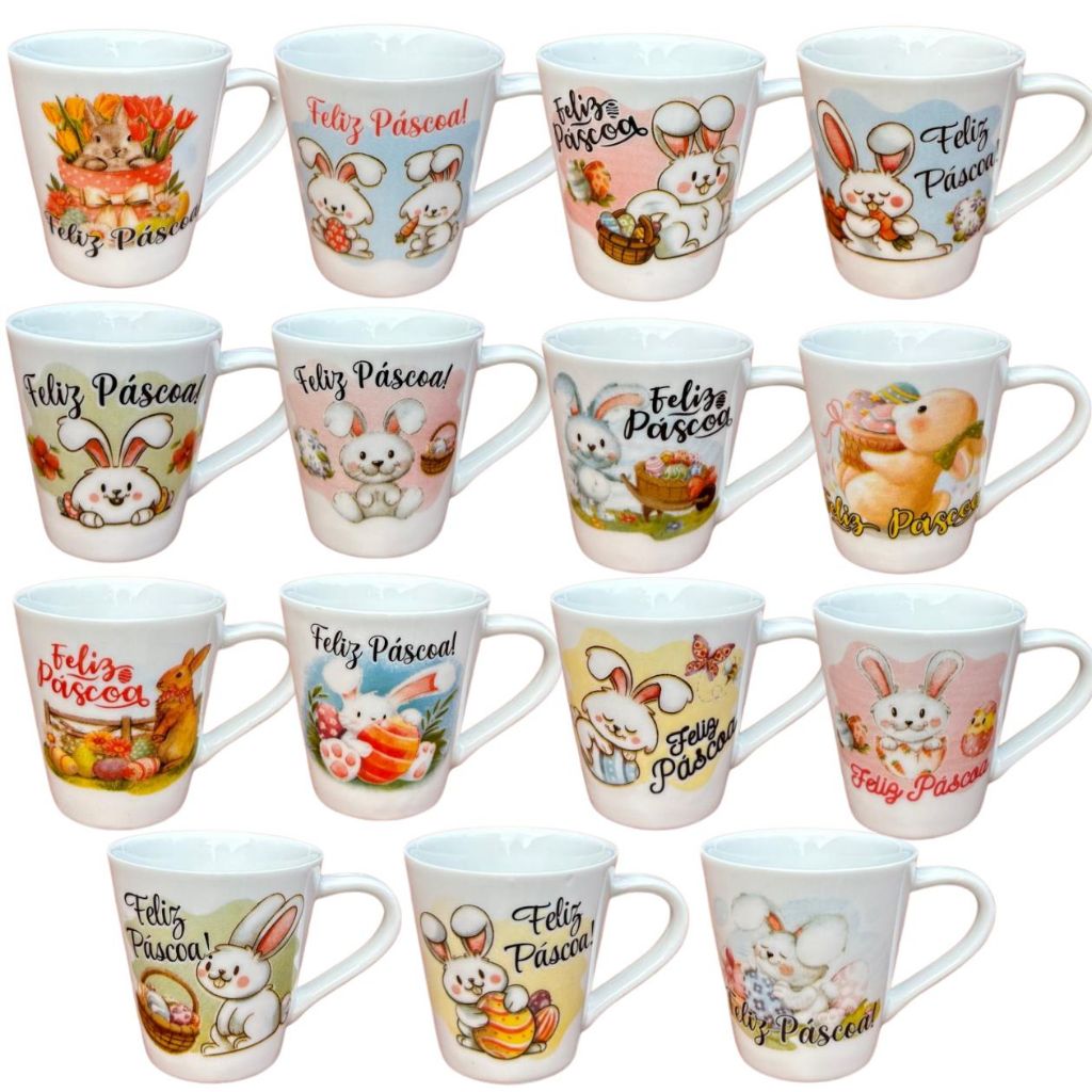 Caneca Porcelana Pascoa Xícara Personalizada Feliz Pascoa decoração Coelho em Oferta na Shopee