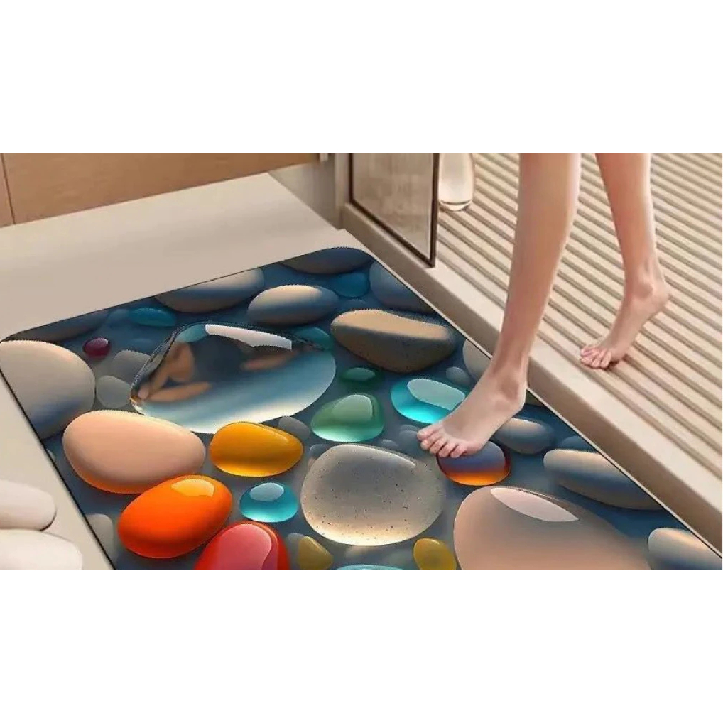 Estilo 5D de Pedra Tapetes De Secagem Rápida Em Microfibra Antiderrapante Para Banheiro / Porta De Entrada