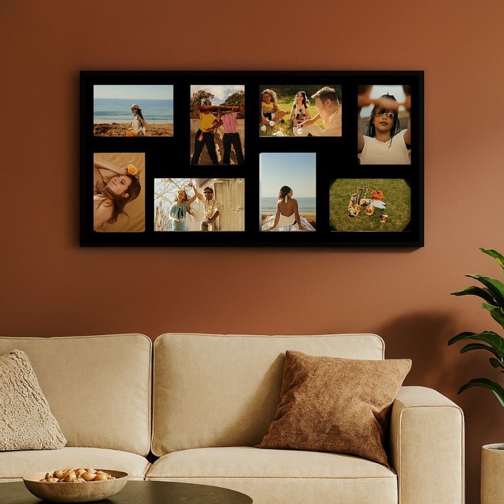 Painel Quadro Mural De Fotos P/ Parede 8 Fotos Mdf Decoração