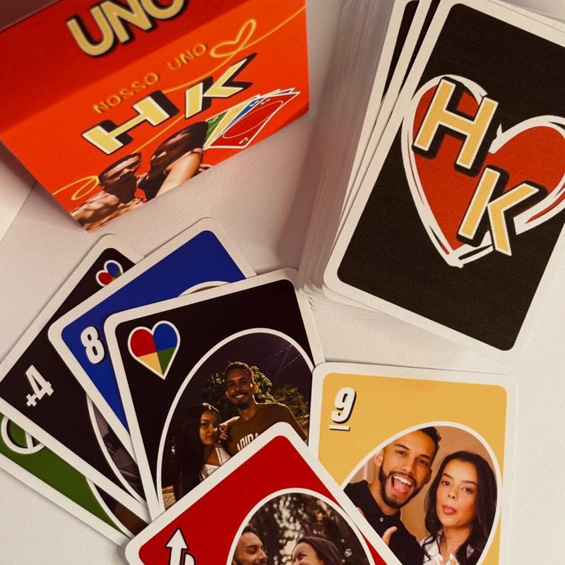 Inspiração cartas uno personalizado - 54 cartas para casal ❤️