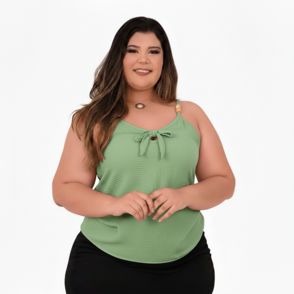 BLUSA REGATA CREPE DUNAS LISA LAÇO