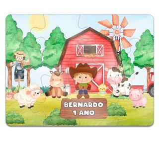 Kit 10 Unidades Quebra Cabeça 12 peças Personalizado Tema Fazendinha Menino | Diversos Temas em Oferta na Shopee