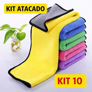 Kit 1-10 Toalha Pano Limpeza 30x40 2 Lados Limpar Carros sem Arranhar Multiuso De Microfibra Macia em Oferta na Shopee
