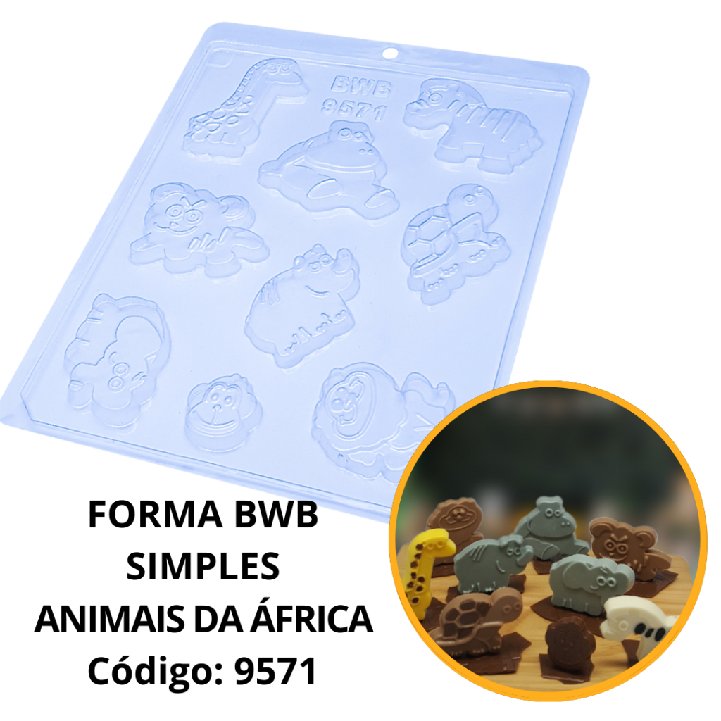 1~10 FORMA SIMPLES ANIMAIS DA ÁFRICA SAFARI CÓD.:9571 - (E7) EM ACETATO BWB PARA, DOCES DE CHOCOLATE E CONFEITARIA. em Oferta na Shopee