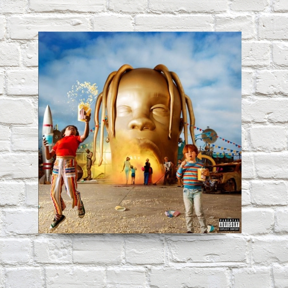 Quadro Estilo Vinil - Travis Scott Astroworld Rodeo Fein - Decoração Moderna Álbum