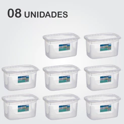 Kit 8 Potes 2,200ml Transparente Marmita Fitness, Vasilhas