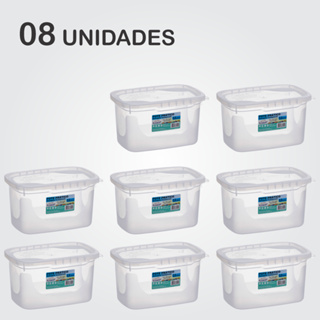 Kit 8 Potes 2,200ml Transparente Marmita Fitness, Vasilhas em Oferta na Shopee