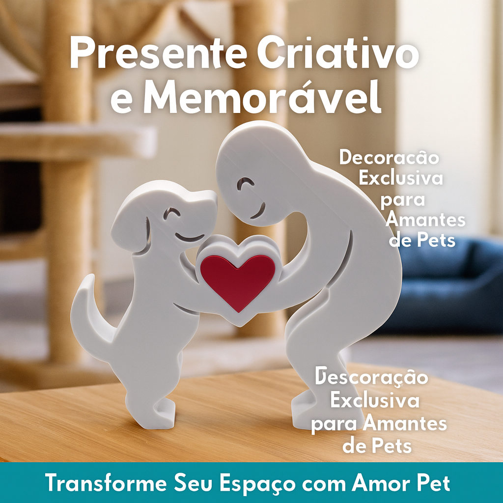 Escultura Decorativa Amor Pet Humano e Cachorro com Coração para Decoração Presente Pet Lovers em Oferta na Shopee