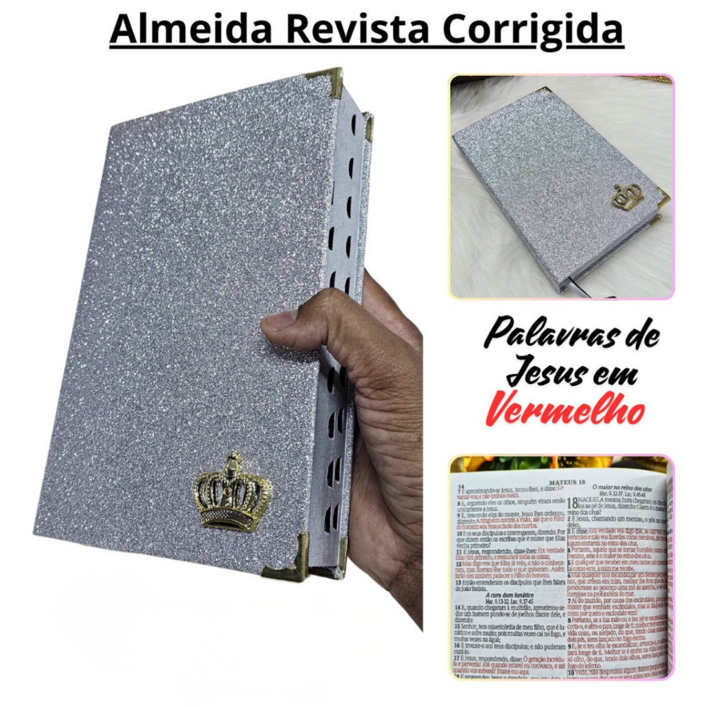 Biblia Sagrada Feminina Glitter Índice Palavras de Jesus em Destaque Harpa Cristã