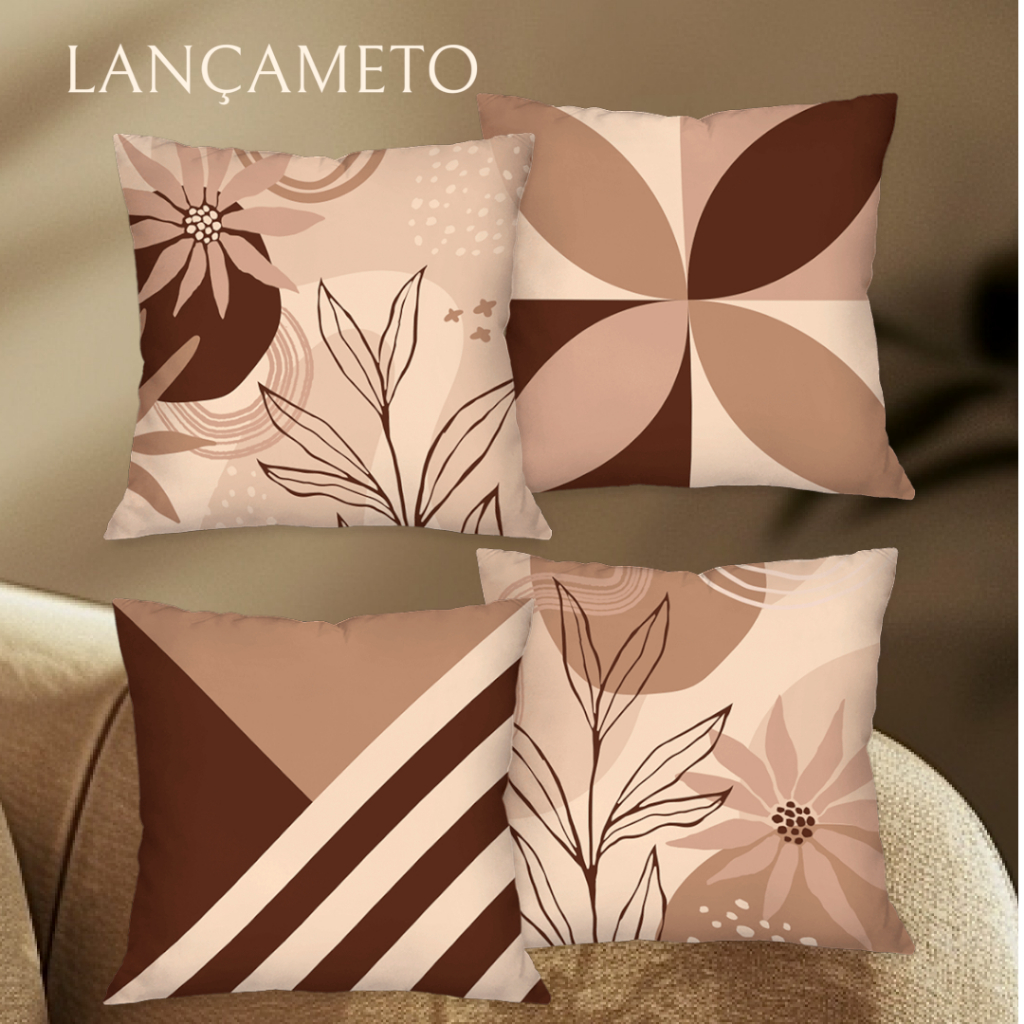 Kit com 4 Capas para Almofadas Decorativas 45X45 cm / Feliz Natal / Home