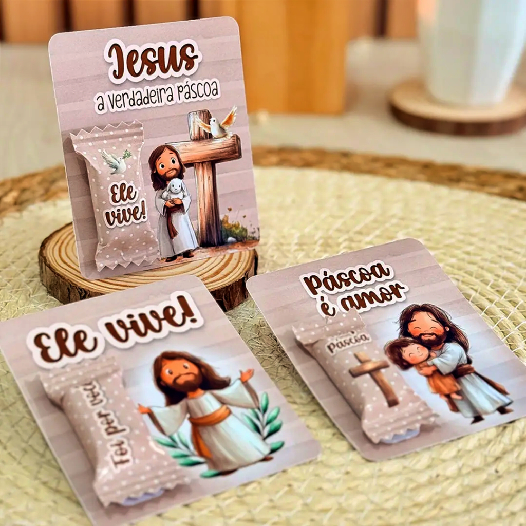 Kit50/100/200 Bala Personalizada Páscoa com Card - Balas de Páscoa