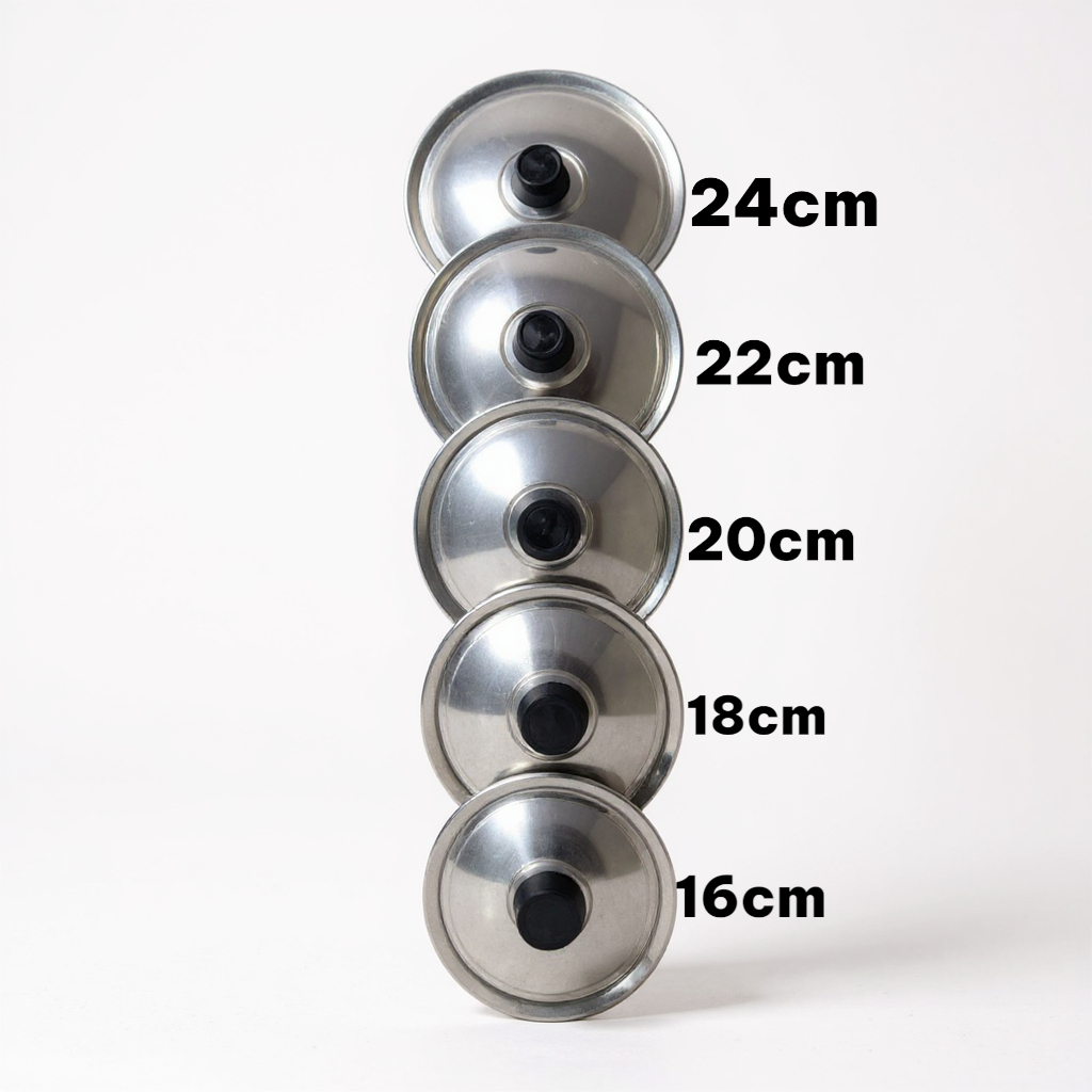 Jogo De Tampas De Alumínio p/ Panela Tamanhos 16/18/20/22/24 Cm