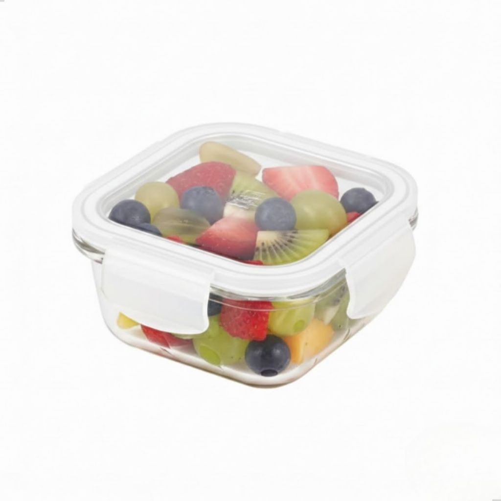 Pote Vidro Tampa Lock Hermético Marmita Quadrado Mantimento Alimento Transparente 800ml