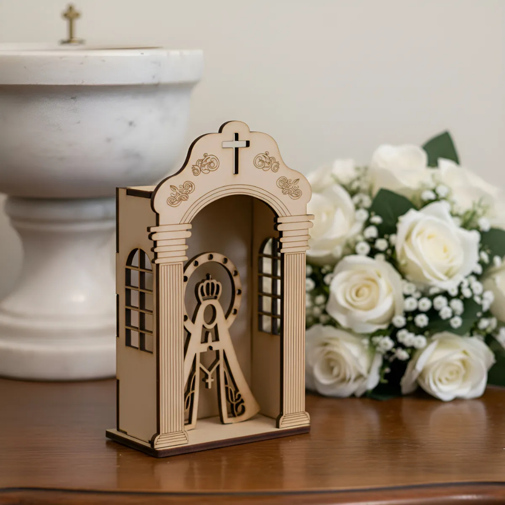 Kit 10 Capela Lembrancinha Batismo Padrinho Madrinha Crisma Oratorio capela nossa senhora aparecida
