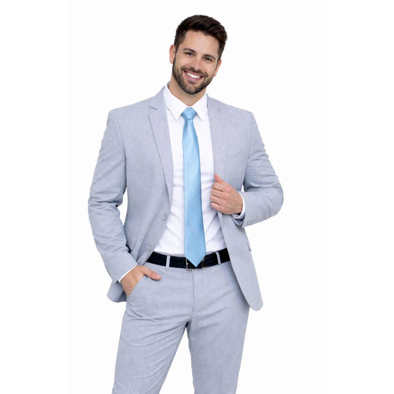 Terno adulto Melange Cinza Claro Slim Corte Italiano