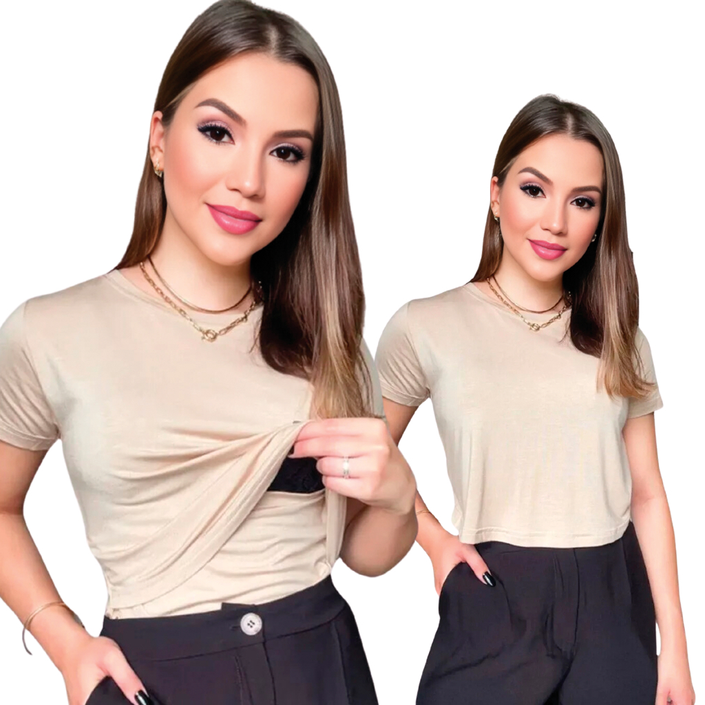 KIT 3 Blusa Amamentação Camiseta Maternidade em Oferta na Shopee