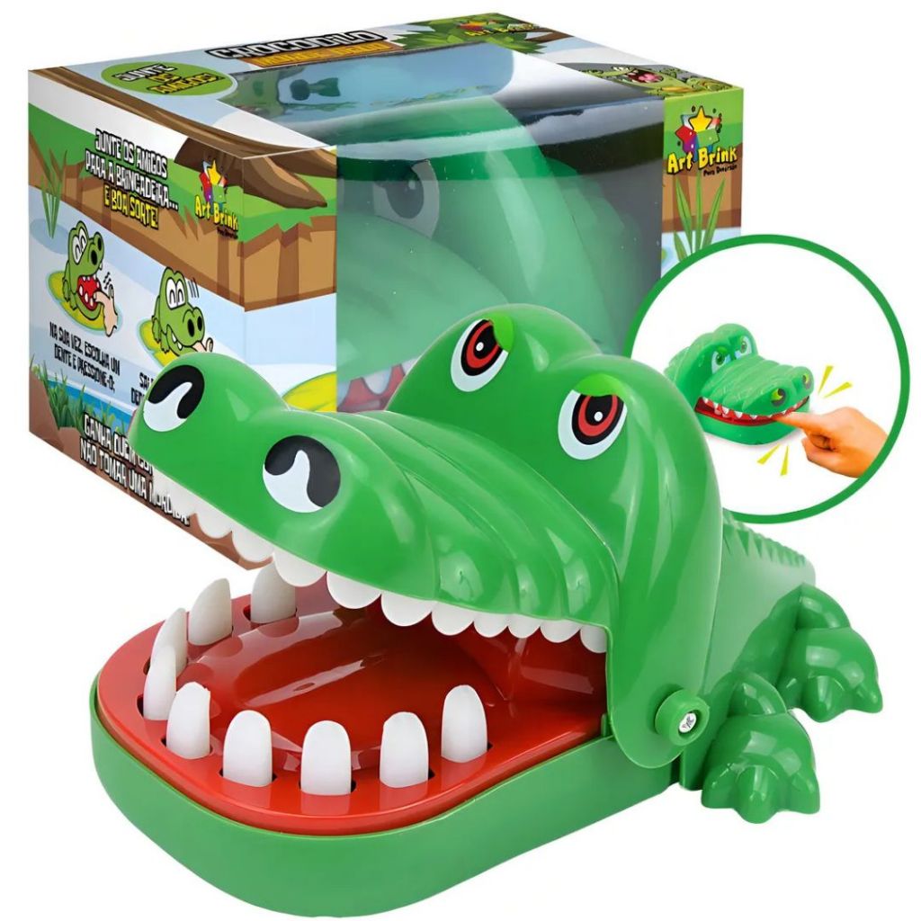 Jogo Jacaré Morde Dedo Brinquedo Clássico Infantil Interativo Para Crianças Diversão em Família