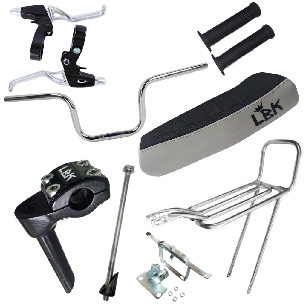 Kit Montadinha Completo Bike Grau Guidão 160 Banco Bagageiro Manete Manopla Mesa Suporte Agulha Expander Aro 20 24 26