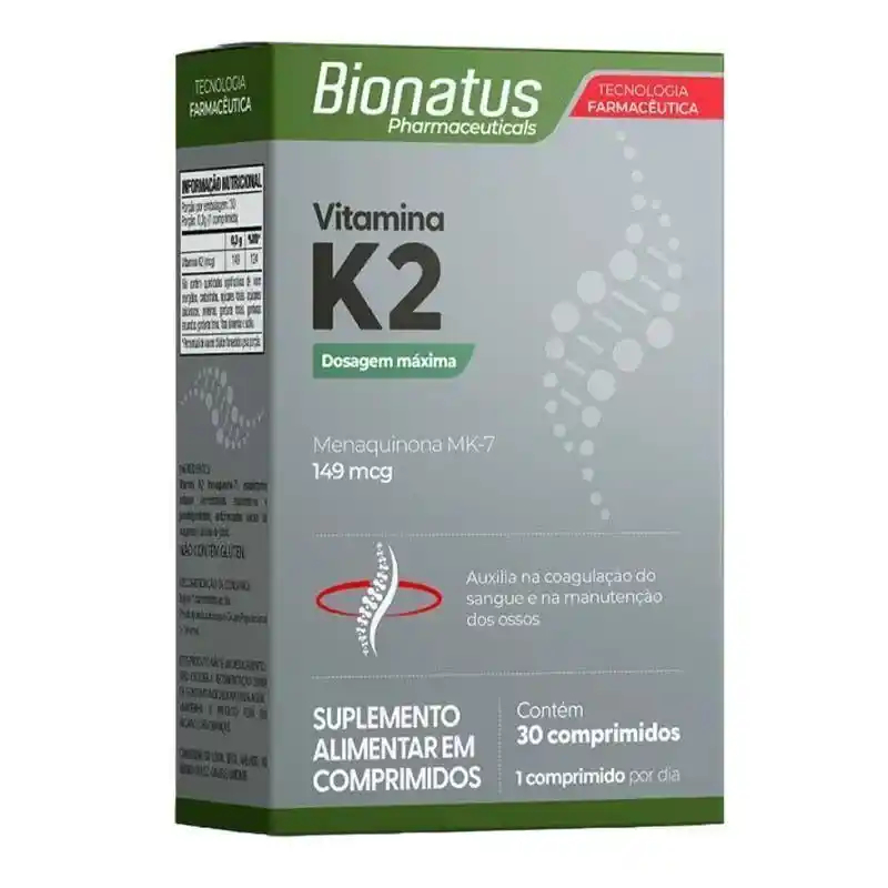Vitamina K2 Menaquinona MK7 30 Comprimidos Bionatus
