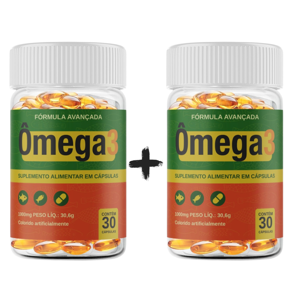 Ômega 3 DHA + EPA Óleo de Peixe Fórmula Premium - 60  Cápsulas Softgel Pague 1 Leve 2