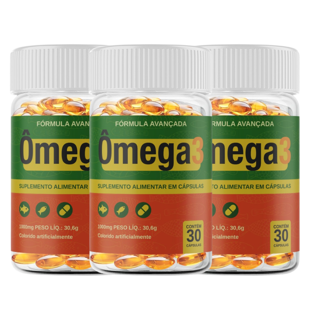 Kit Ômega 3 DHA + EPA Óleo de Peixe Fórmula Premium Pague 2 Leve 3 O Mais Vendido