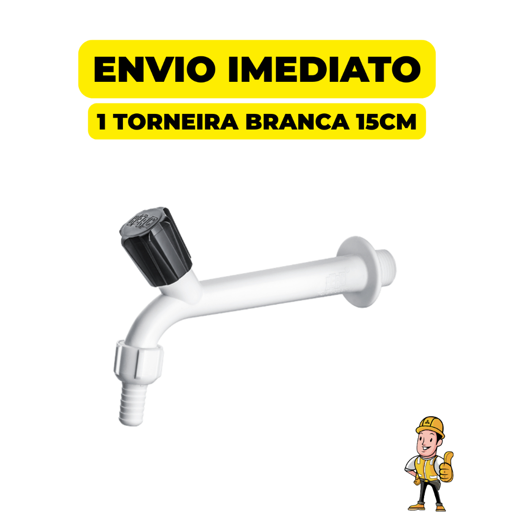 Torneira Tanque 15cm Cano Longo (Melhor Alcance) HERC + Bico 1 Unidade