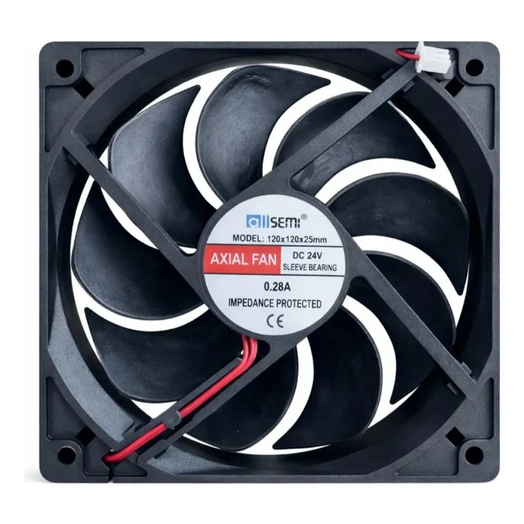Ventoinha Cooler Fan Preta 120mm 24V Conjunto Com 3 Peças