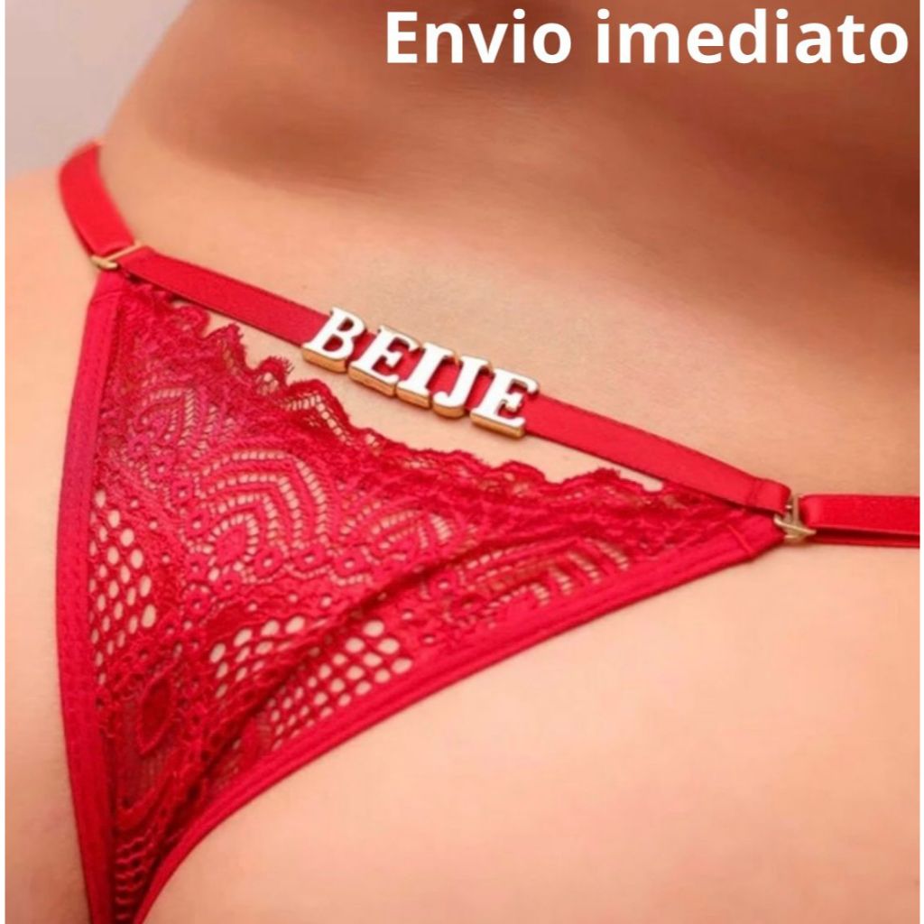 Calcinha Sensual Personalizada Palavras Frases Sexy em Oferta na Shopee