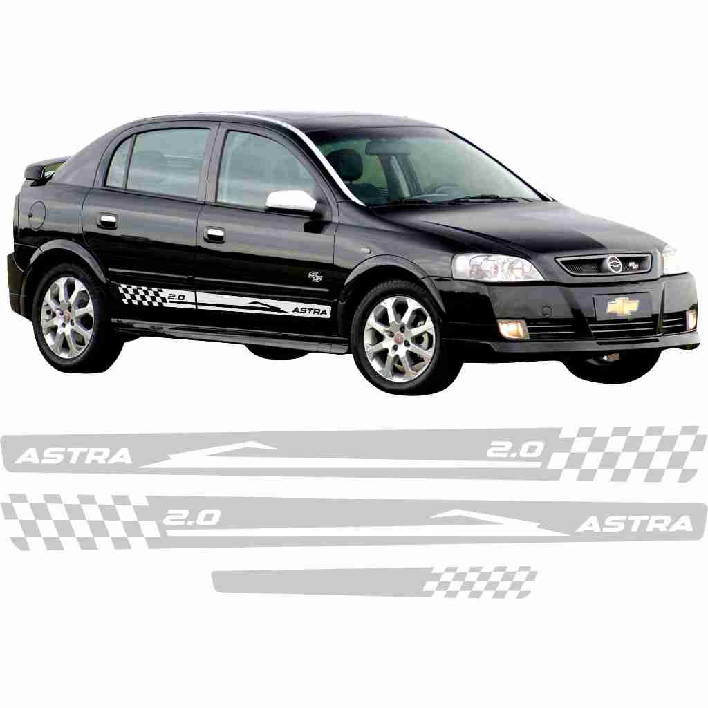 Adesivos Astra 2.0 Faixa Lateral E Traseira Hatch Sedan Acessorios Personalizado Prata Ch189