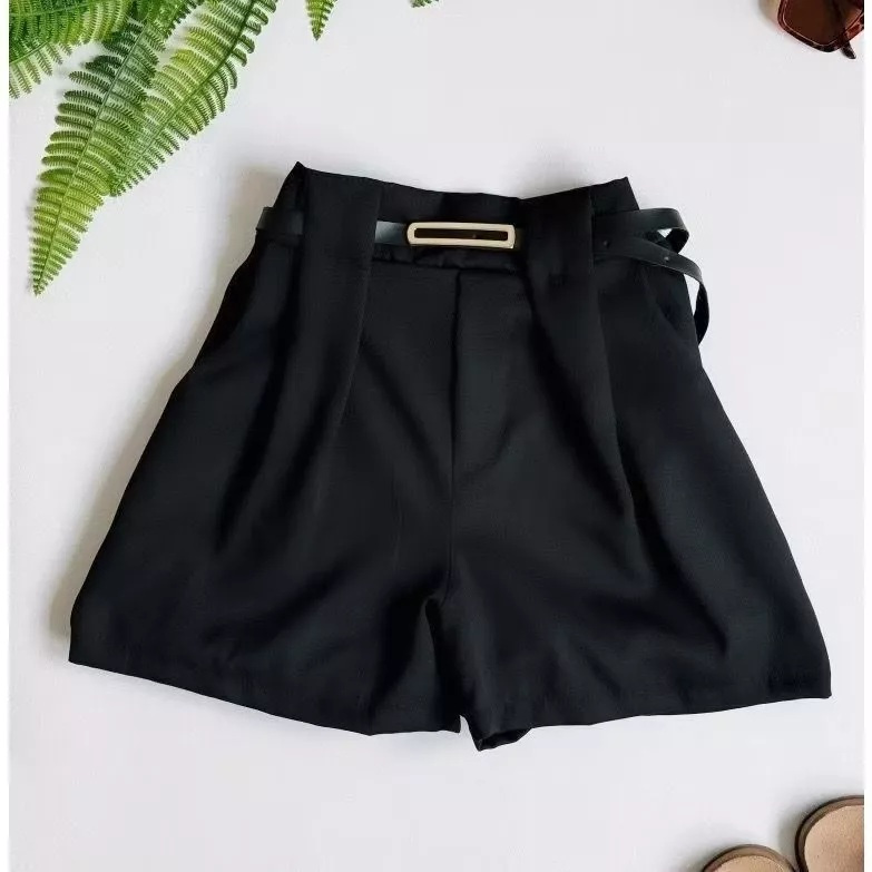 Short Alfaiataria Feminino Social Cintura Alta Com Cinto Com Bolso ENVIO IMEDIATO