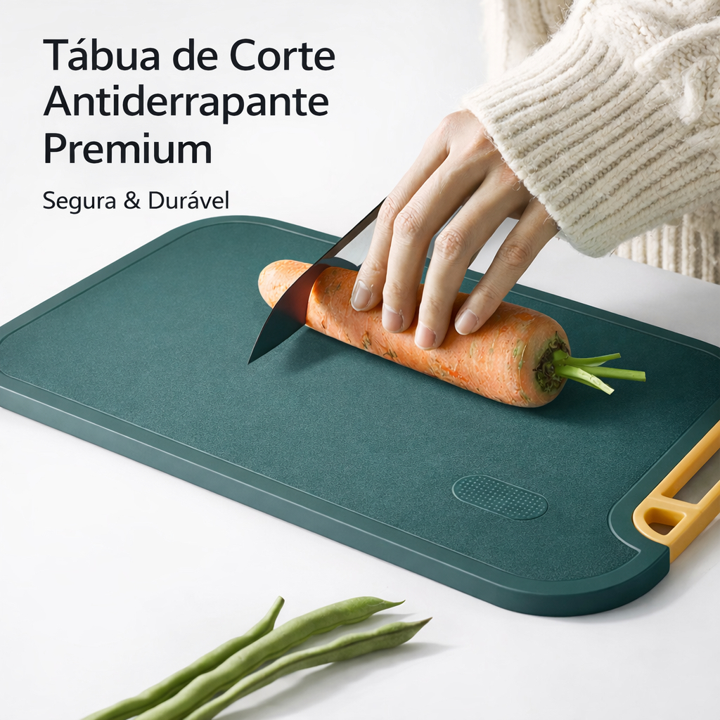 Tábua de Corte Antibacteriana Retangular com Alça Antirrachadura | Antimofo e Antiderrapante para Cozinha