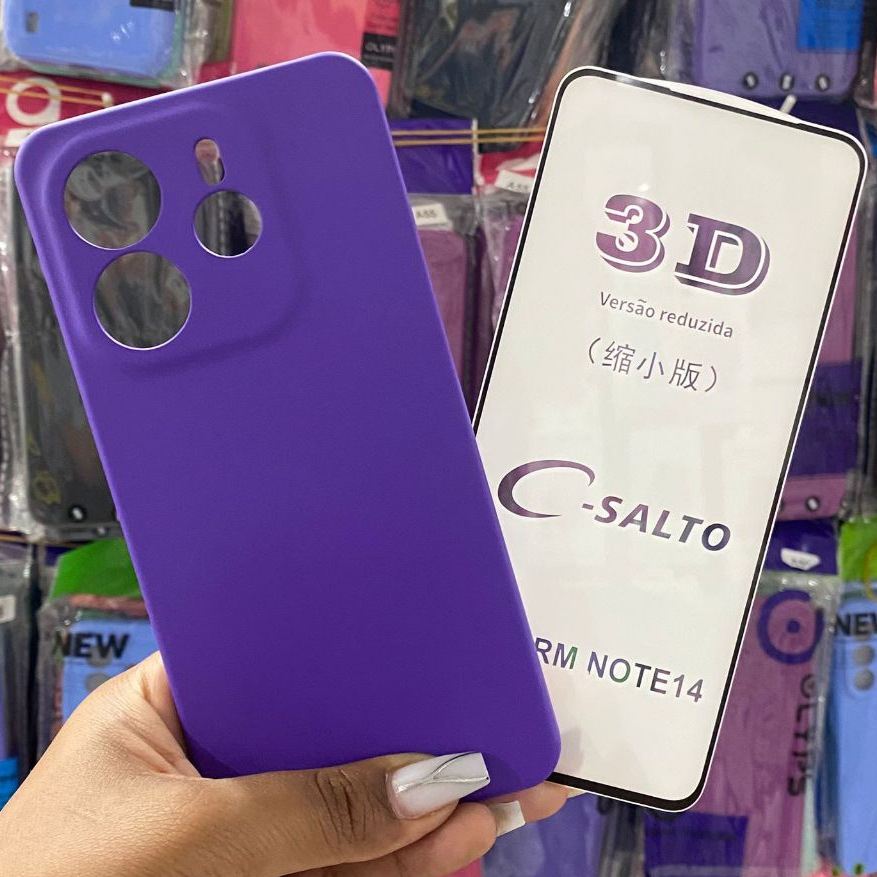 Capa Note 14 4G + Película 3D Xiaomi Redmi silicone Anti Queda Resistente em Oferta na Shopee