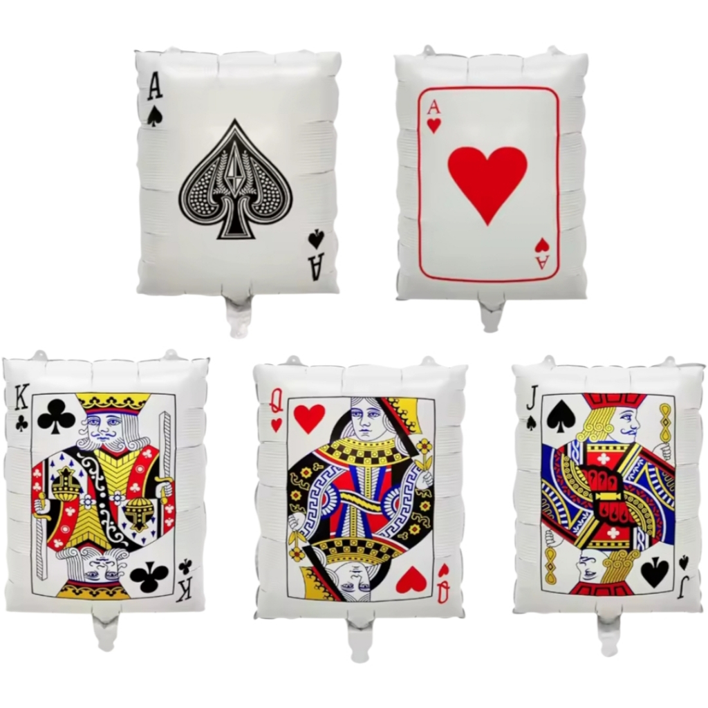 Kit POKER 10 BALÕES BARALHO CARTA Balão Metalizado JOGO GRANDE ANIVERSÁRIO CASSINO SORTE NAIPE ZAP MANILHA