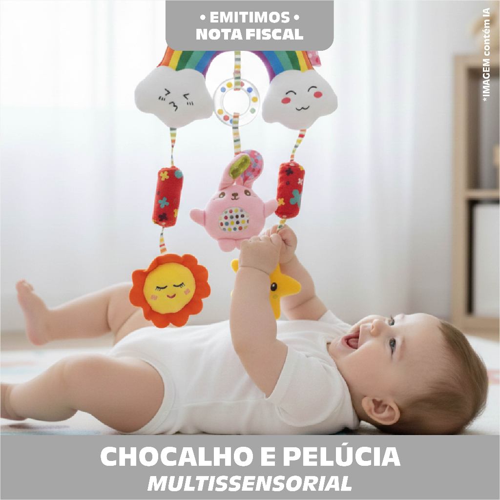 Chocalhos Pelúcia Carrinho Berço Desenvolvimento Estímulo Sensorial Móbiles Girafa Mordedor Colorido